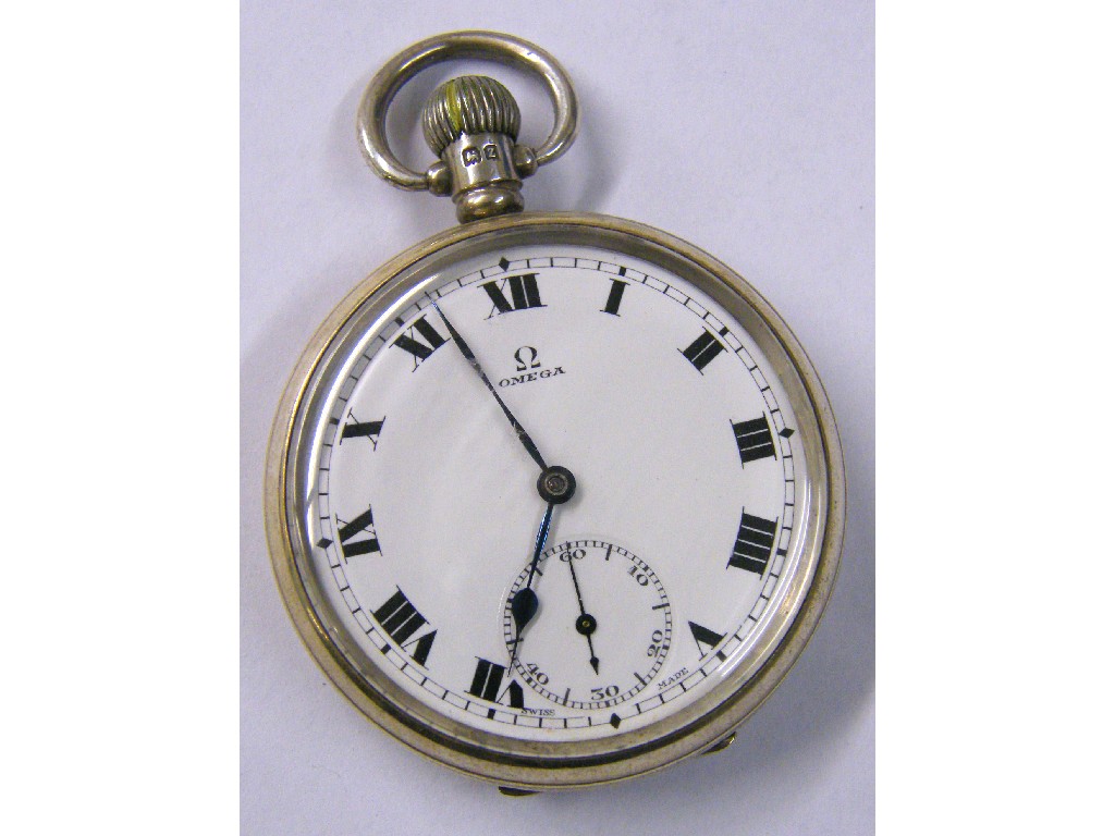 Appraisal: Omega silver lever pocket watch hallmarked Birmingham the movement no