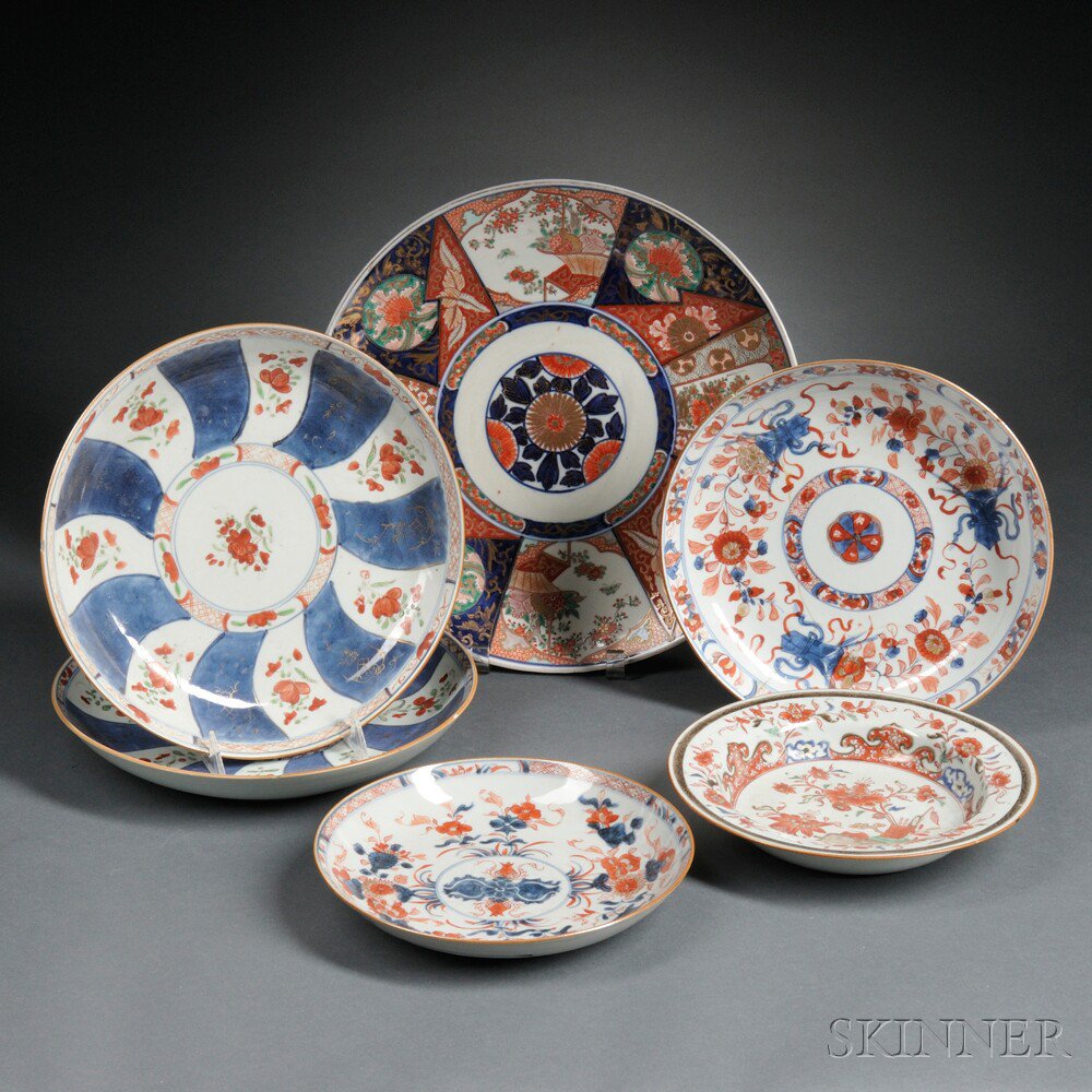 Appraisal: Six Imari Tableware Items Japan and China a charger with