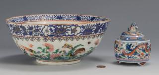 Appraisal: Chinese porcelain bowl and censer st item Chinese Wucai porcelain