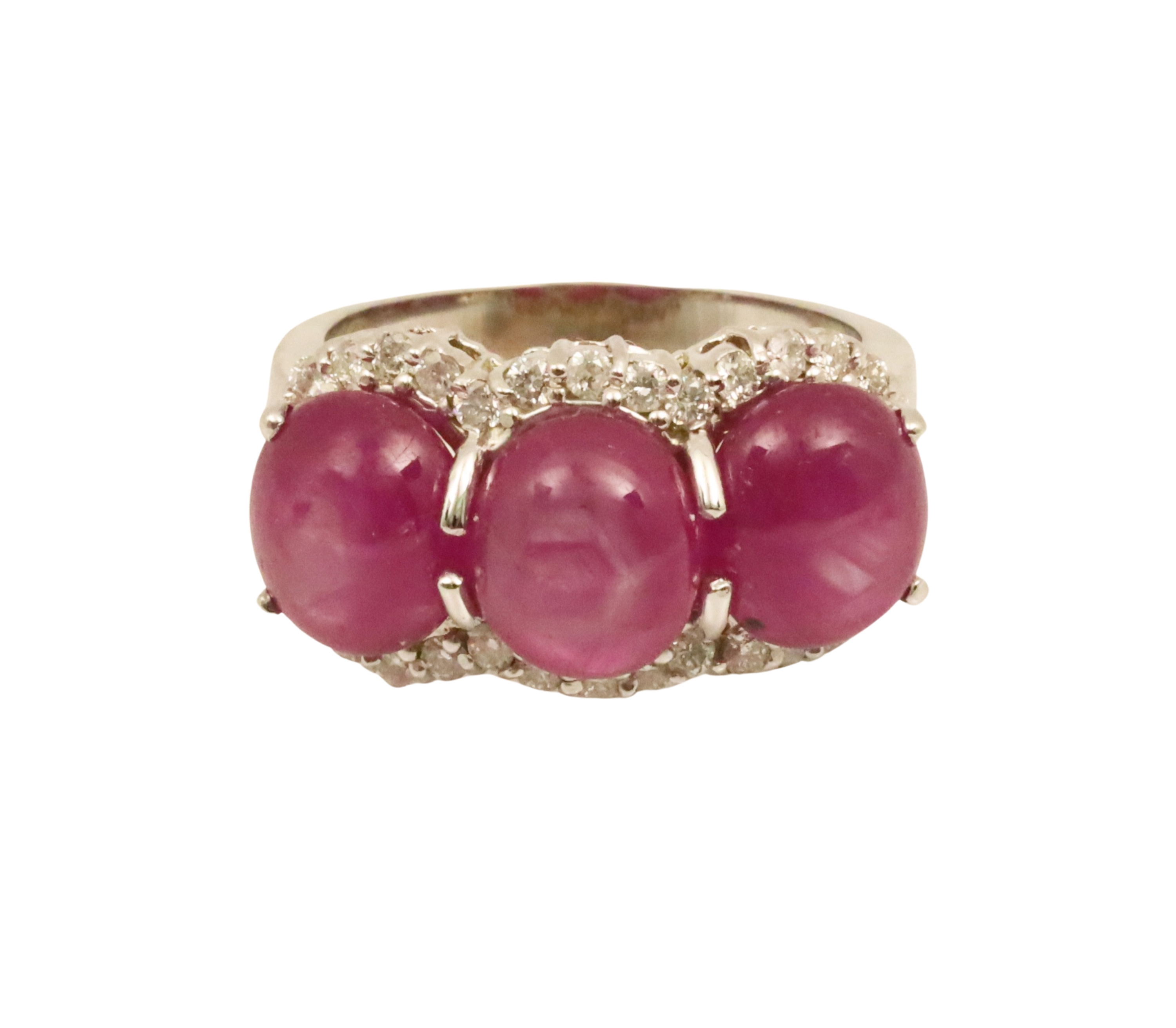 Appraisal: K white gold star ruby and diamond ring having oval