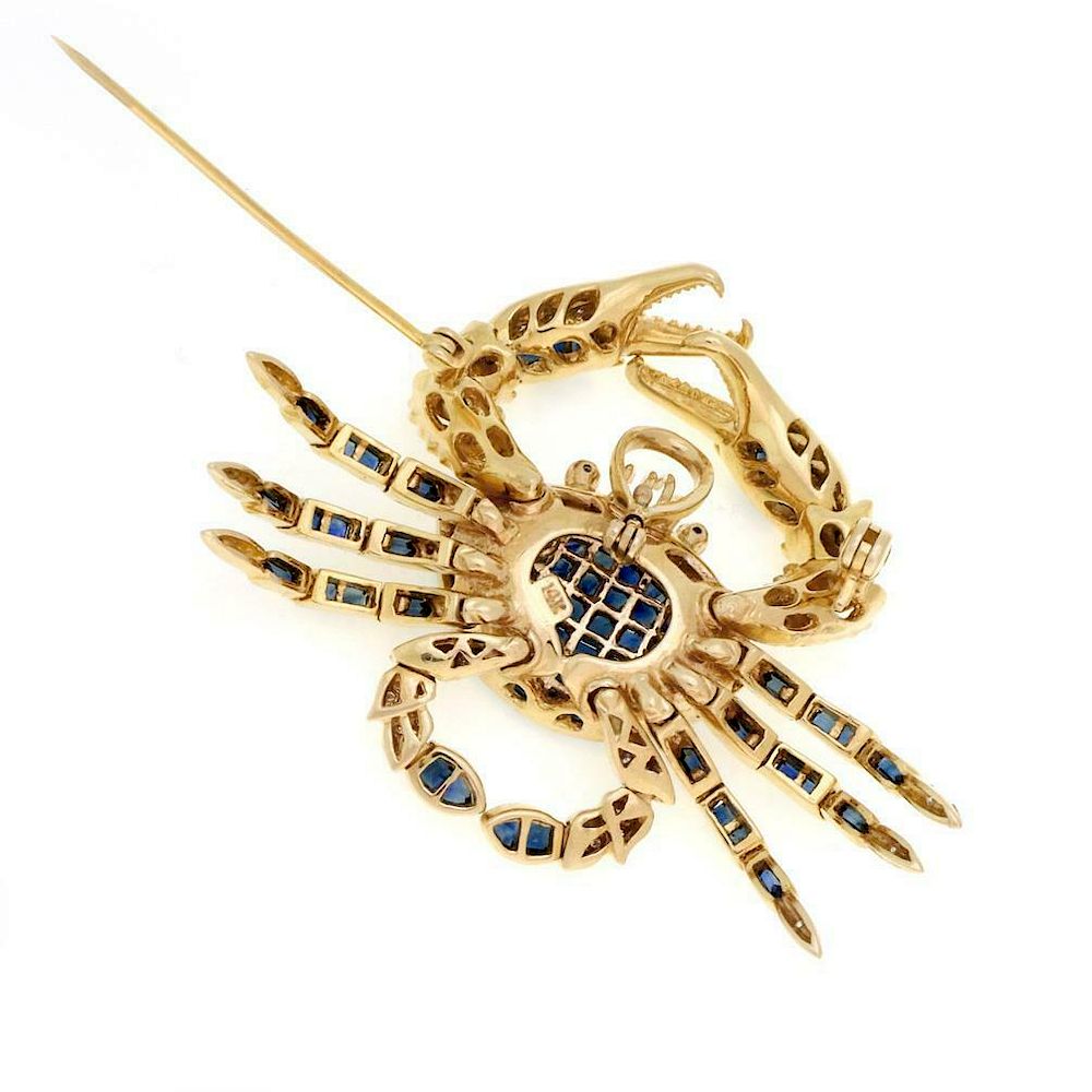 Appraisal: ct Diamond Sapphire Crab Pendant Brooch Fabulous ct Diamond Sapphire