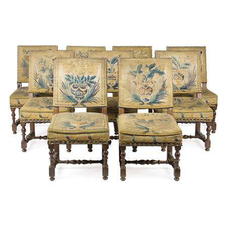 Appraisal: Set of Twelve Continental Baroque Style Walnut Dining Chairs Estimate