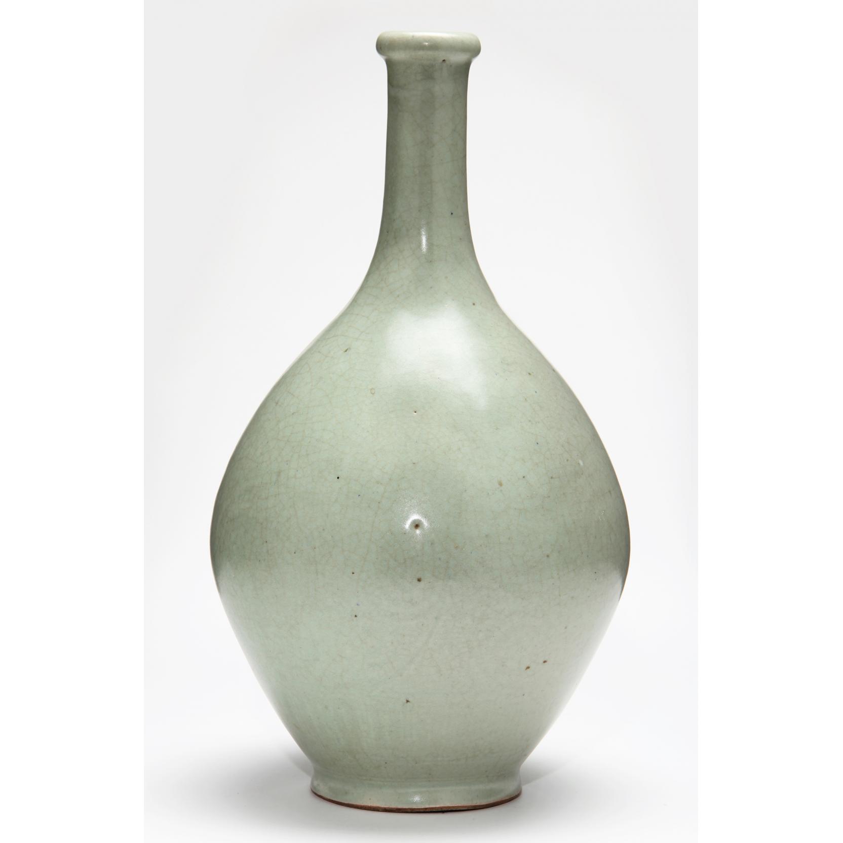 Appraisal: Chinese Monochrome Bottle Vase circa thick gray-green celadon glaze unmarked