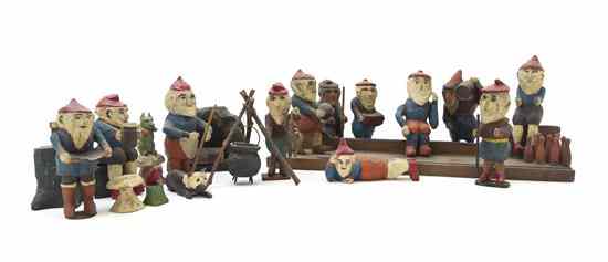 Appraisal: A Collection of Folk Art Carved Wood Gnomes each polychrome