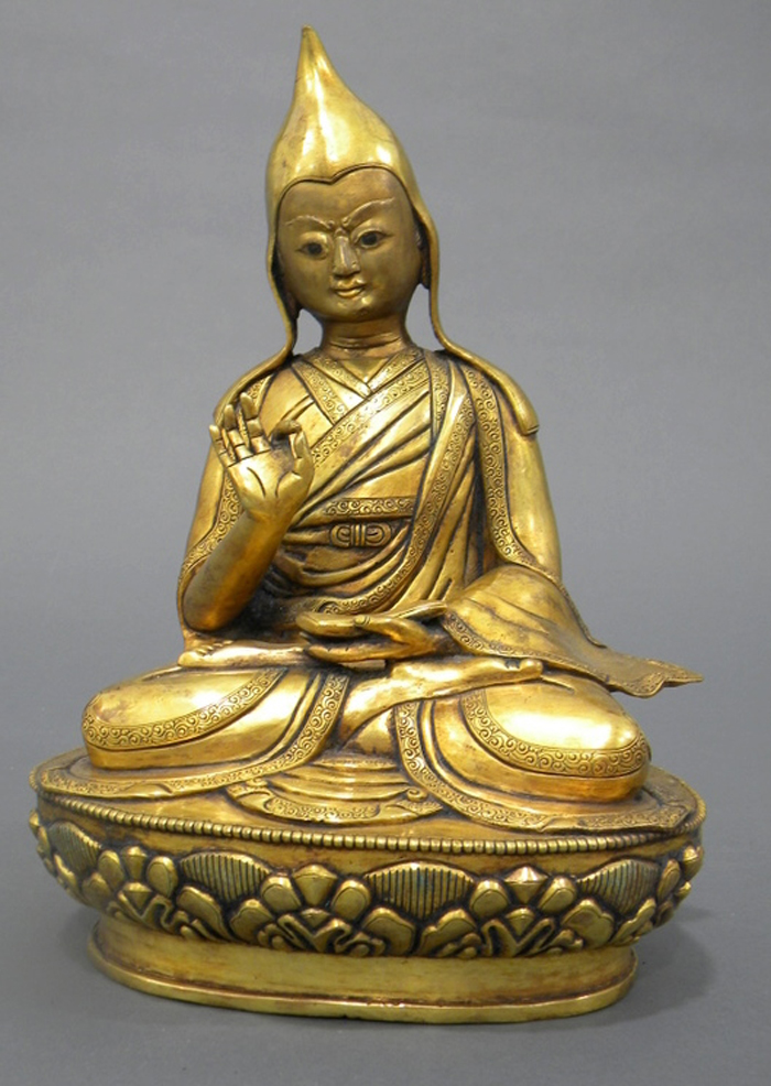 Appraisal: Gilt-bronze Portrait of a Lama Tibet seated in dhyanasana pose