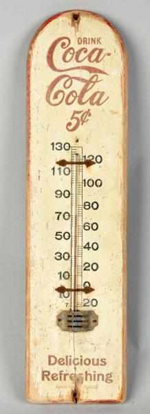 Appraisal: Wooden Coca-Cola Thermometer Circa Faded and worn with a few