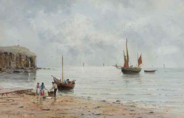 Appraisal: W MARTINFisher folk unloading the catch signed oils on canvas