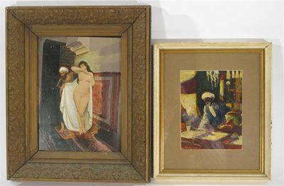 Appraisal: An oil on board Orientalist study by N Fabbi framed