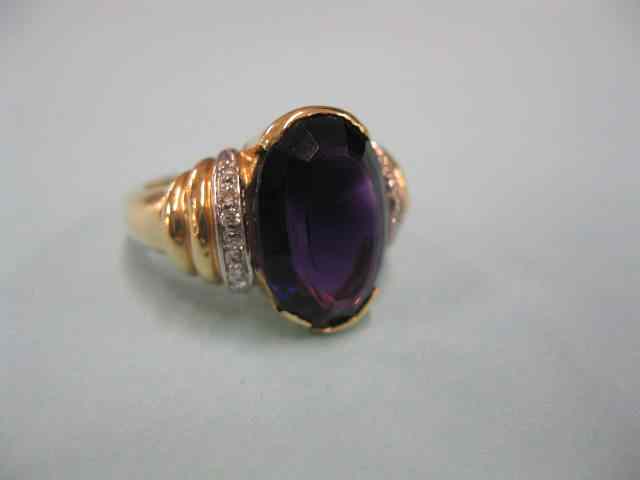 Appraisal: Amethyst Diamond Ring deep purple carat gem with diamonds on