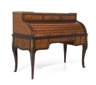 Appraisal: A TH CENTURY KINGWOOD PARQUETRY AND ROSEWOOD CROSS-BANDED ORMOLU FREE-STANDING