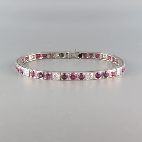 Appraisal: Ruby Diamond Bracelet Art Deco straight line style rubies totaling