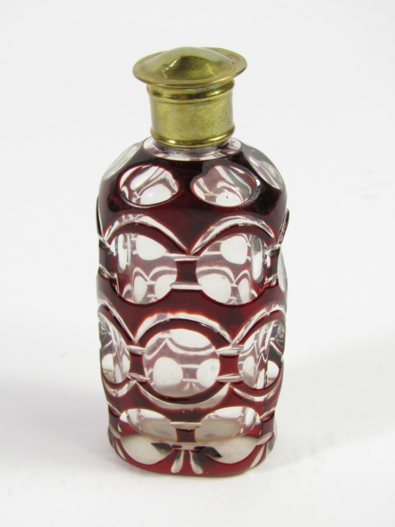 Appraisal: A late thC Continental ruby flashed glass scent bottle with