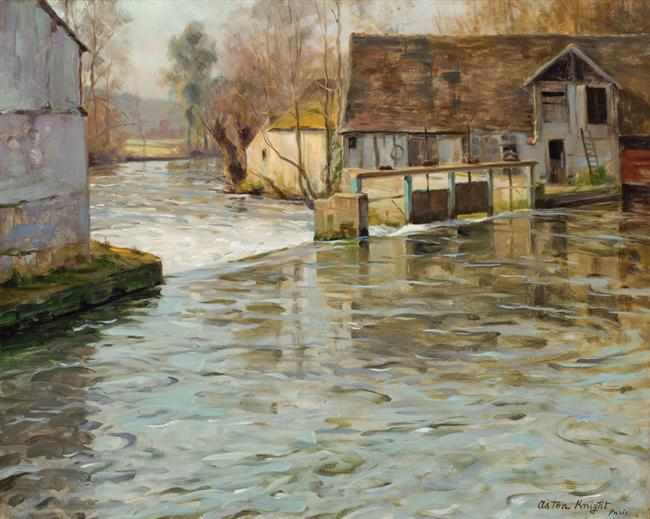 Appraisal: LOUIS ASTON KNIGHT American - Along a River France oil