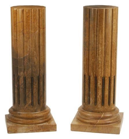 Appraisal: pair Architectural marble fluted columns pedestals with bronze mounts approx