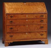 Appraisal: CHIPPENDALE TIGER MAPLE SLANT FRONT DESK The strong solid Tiger