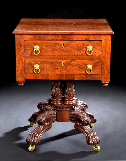 Appraisal: American Late Classical Mahogany Work Table second quarter th century