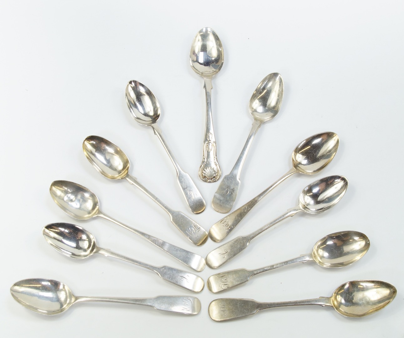 Appraisal: Scottish and other silver teaspoons George III and later decorated