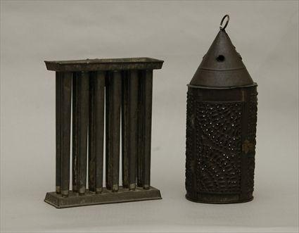 Appraisal: American Tin Candle Mold together with a Tin Lantern