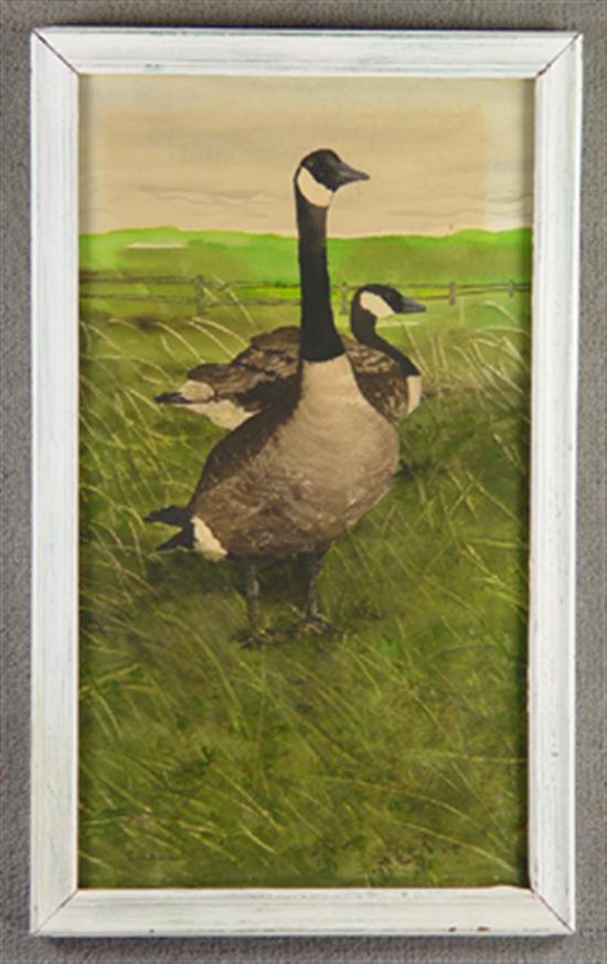 Appraisal: Watercolor of Canada Geese Circa On pebble-grained paper Signed Paul