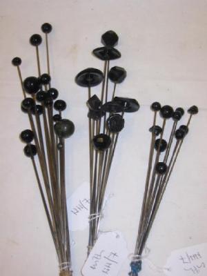 Appraisal: NINE BLACK FACETED HAT PINS including one jet hat pin