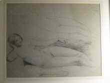 Appraisal: A pencil drawing of a reclining nude apparently unsigned attributed