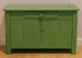 Appraisal: A late Victorian green painted meat safe with single drawers