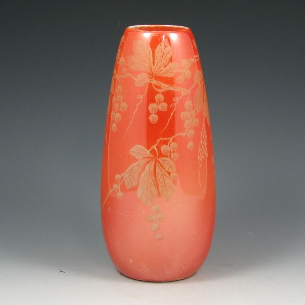 Appraisal: Weller Besline vase with Virginia creepers Unmarked Typical glaze scuffs