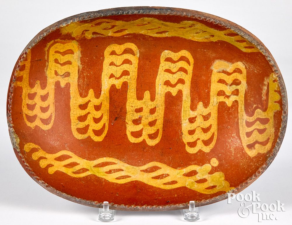 Appraisal: Pennsylvania redware loaf dish th c Pennsylvania redware loaf dish