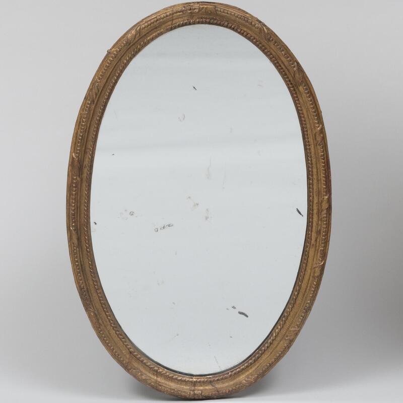 Appraisal: Victorian Giltwood Oval Mirror x in Condition In good restored