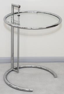 Appraisal: AFTER EILEEN GRAY CHROME GLASS END TABLE AFTER EILEEN GRAY