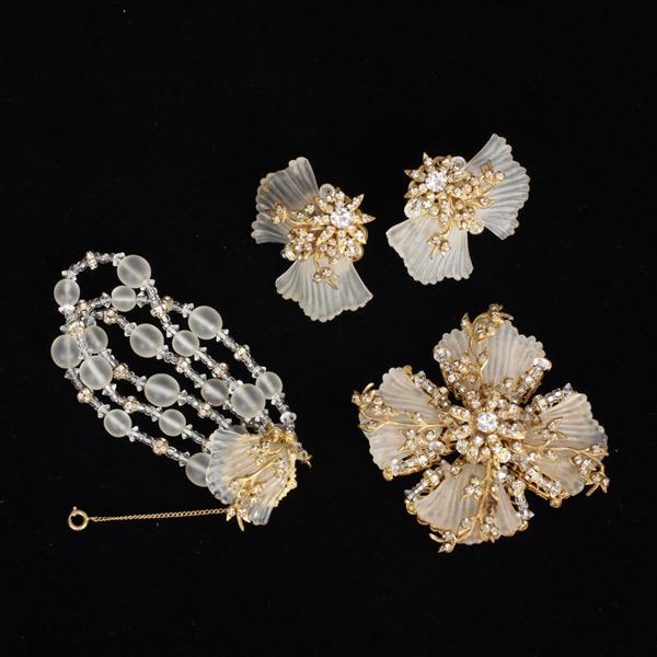 Appraisal: Miriam Haskell pc Bracelet Pin Clip on Earrings bracelet