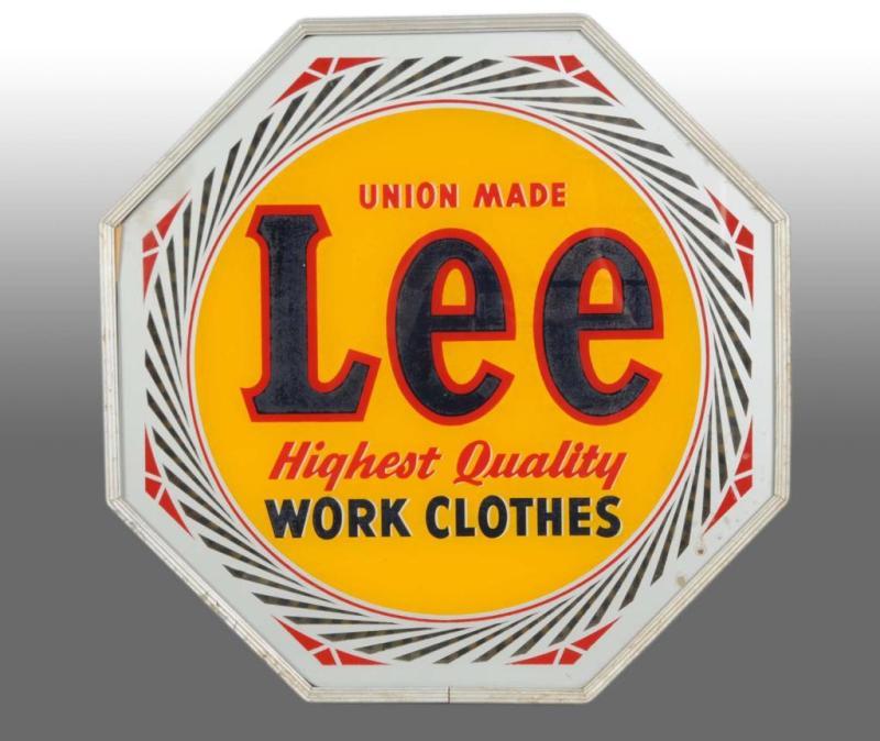 Appraisal: Neon Lee Work Clothes Octagonal Light-Up Sign Description s Working