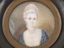 Appraisal: A th century circular portrait miniature of a lady cm