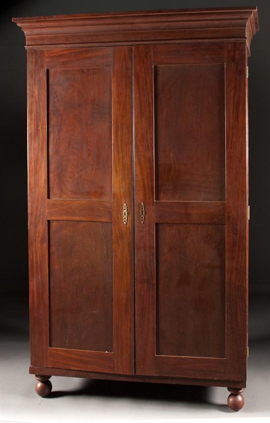 Appraisal: American Classical carved mahogany two-door wardrobe Baltimore first quarter- th