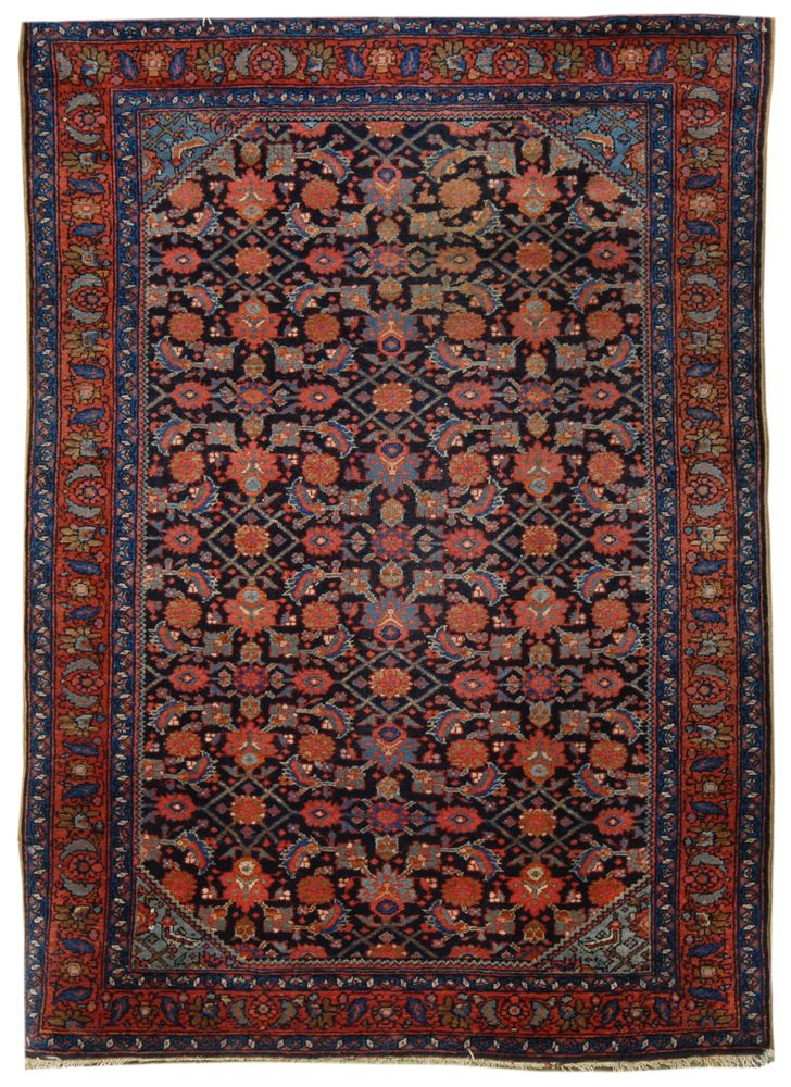 Appraisal: ORIENTAL RUG HAMADAN ' x ' Three rows of repeated