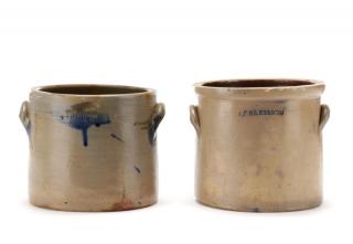 Appraisal: Two Small American Salt Glazed Stoneware Crocks T O Goodwin