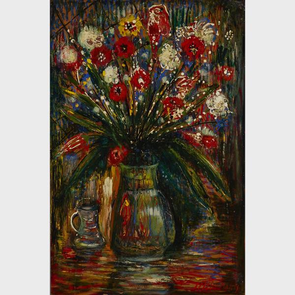 Appraisal: Janis Ferdinands Tidemanis - STILL LIFE OF FLOWERS Latvian Oil