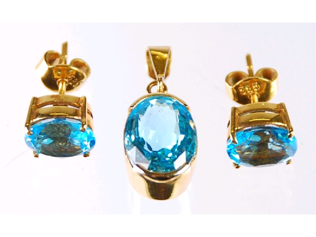 Appraisal: PAIR OF k GOLD BLUE TOPAZ SET EAR STUDS AND