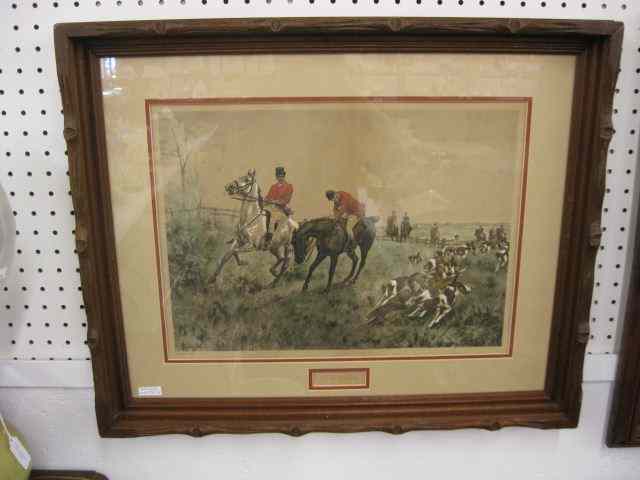 Appraisal: Fox Hunt Handcolored Lithograph ''The Kill'' after Blinks image area