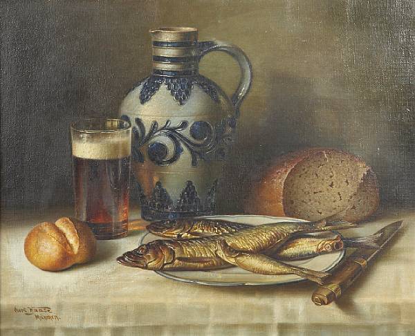 Appraisal: Property of various owners A still life with smoked fish