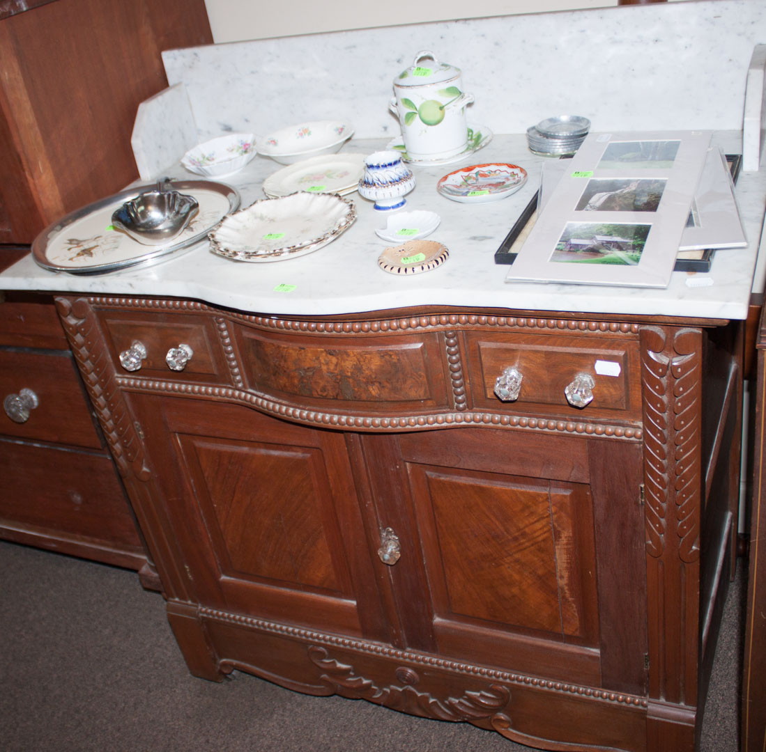 Appraisal: Marble top walnut wash stand