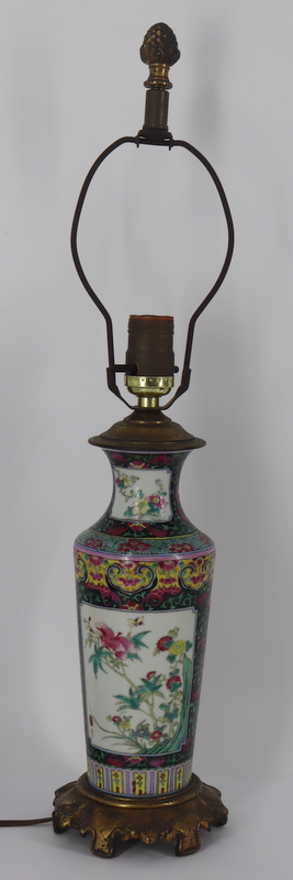 Appraisal: CHINESE FAMILLE ROSE VASE MOUNTED AS A LAMP Chinese Famille