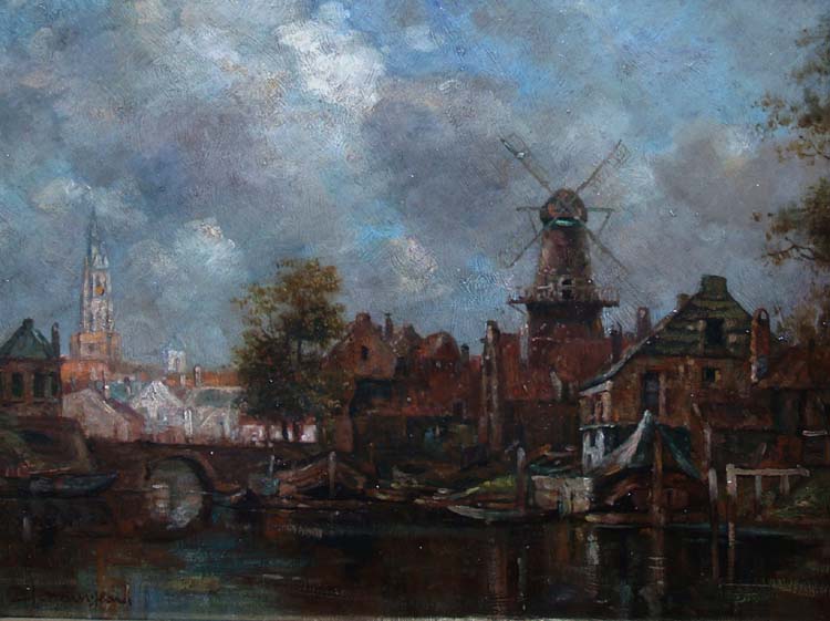 Appraisal: i Dutch School th Century Along the Canal Signed indistinctly