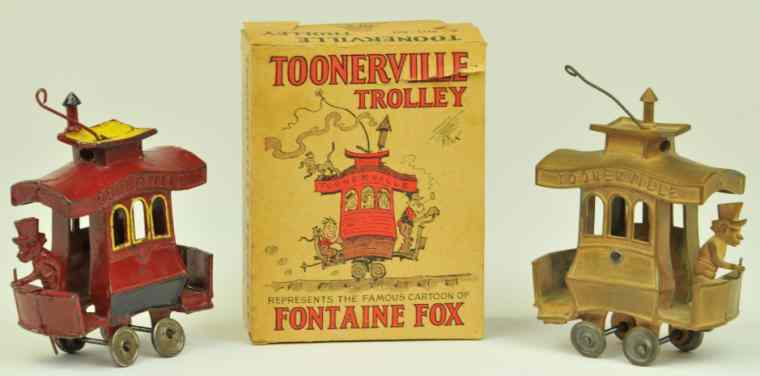 Appraisal: LOT OF TWO DENT TOONERVILLE TROLLEYS Includes cast iron and