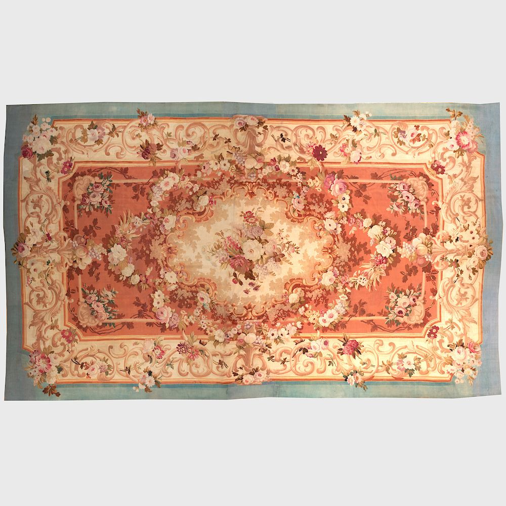 Appraisal: Napoleon III Style Floral Aubusson Carpet Lined x in Condition