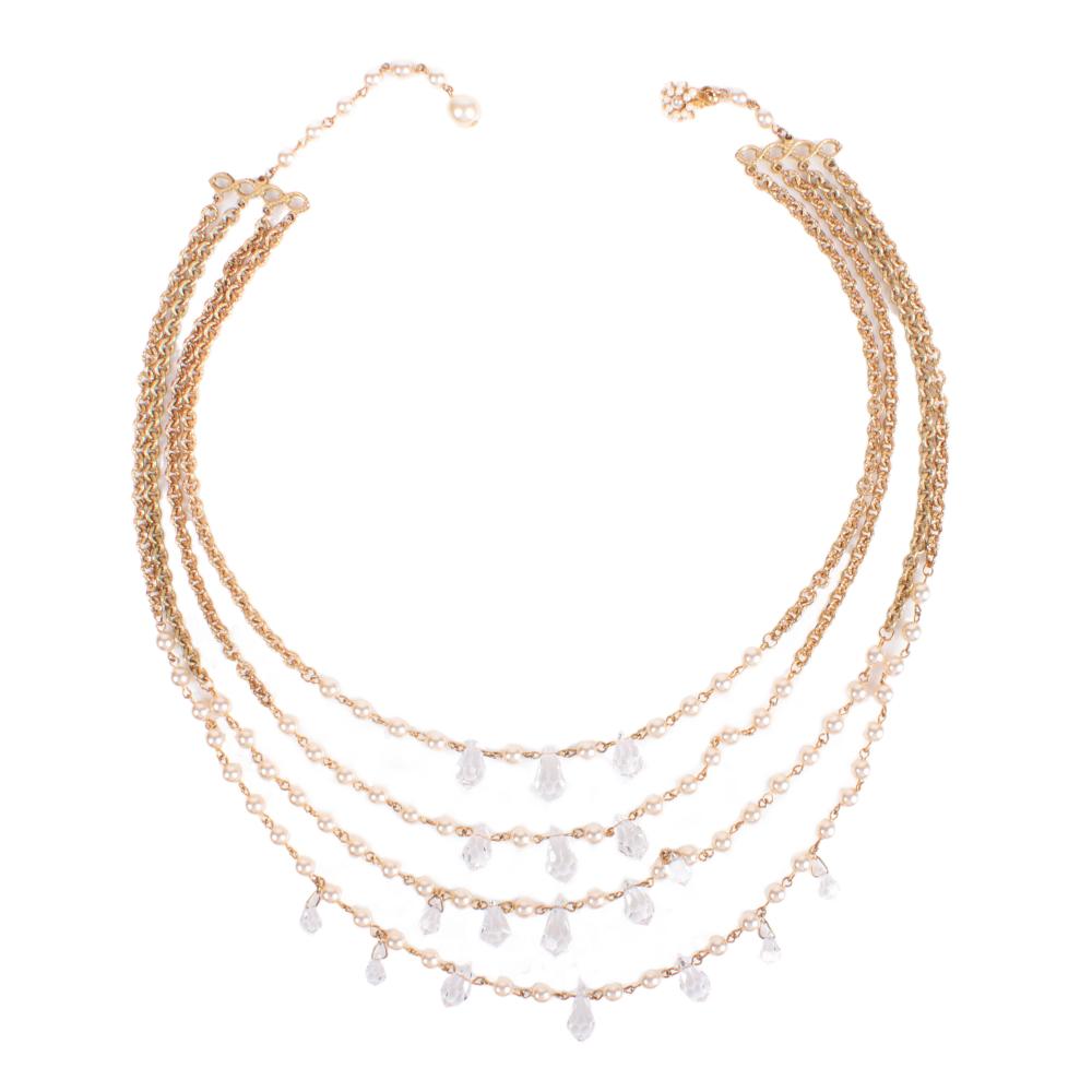 Appraisal: MIRIAM HASKELL GRADUATED -STRAND NECKLACE WITH DANGLING PRISMS AND FAUX