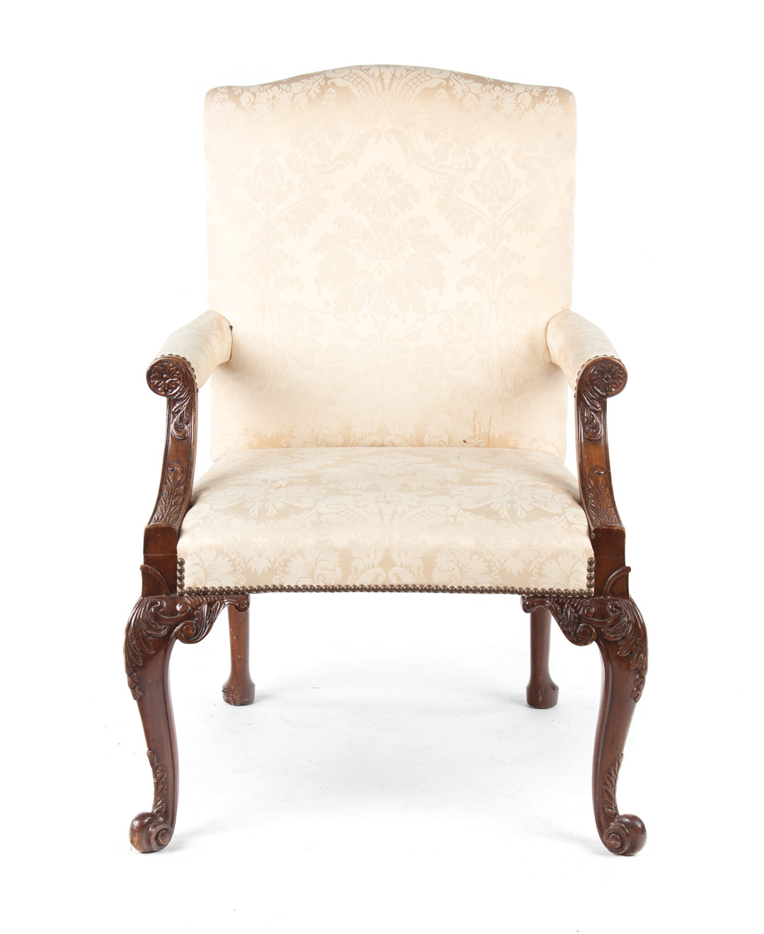 Appraisal: George III style mahogany Raeburn chair th century upholstered back