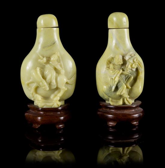 Appraisal: Sale Lot Two Hardstone Snuff Bottles the first of elongated