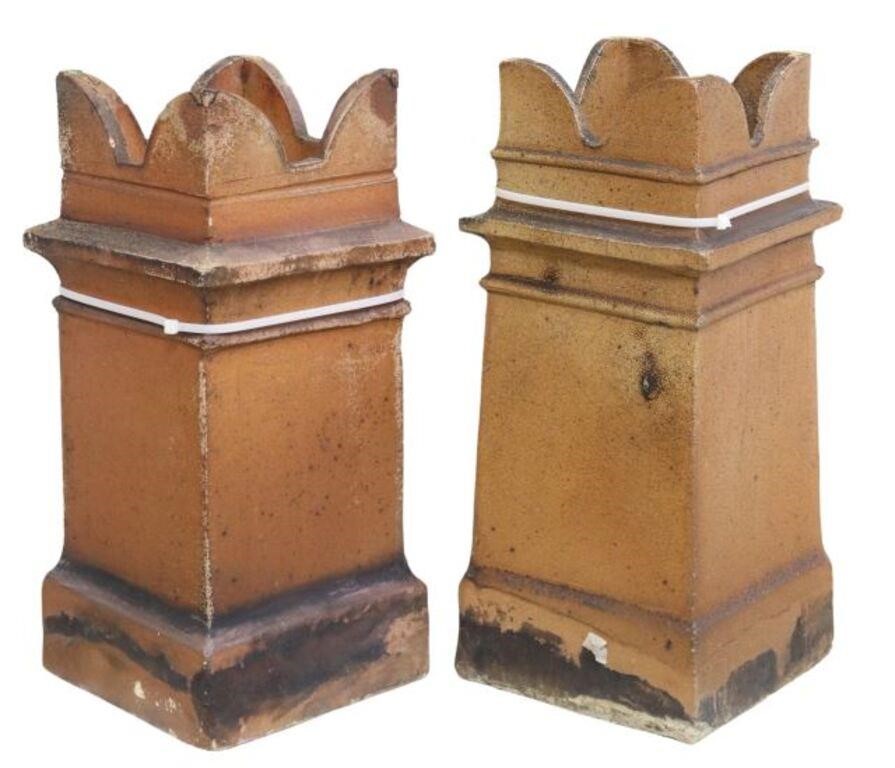 Appraisal: lot of Architectural English earthenware chimney pots scalloped top over