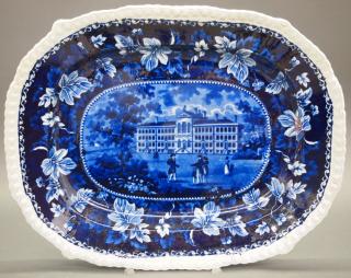 Appraisal: Alms House Boston Historical platter A th century Historical Blue